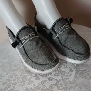 Hey Dude Black and White Slip-On Shoes